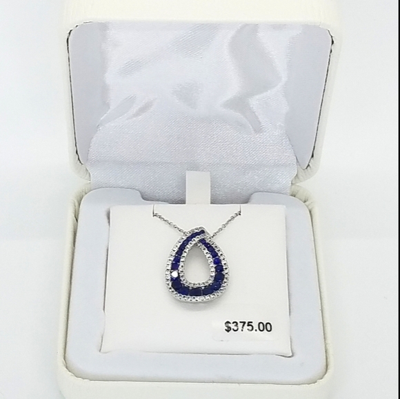 📌 SOLD📌 BLUE SAPPHIRES CUBIC ZIRCONIA PENDANT - Picture 8 of 9
